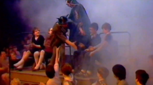 Contestants on a stage