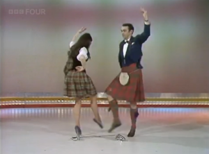Contestants dancing in kilts